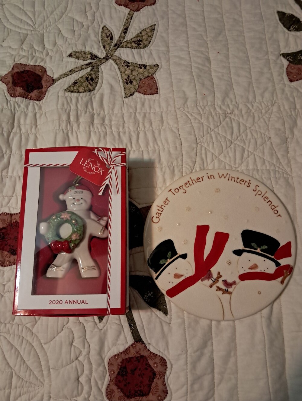 Christmas Ceramic Decoration Bundle - Hallmark Wall Plaque & Lenox Tree Ornament